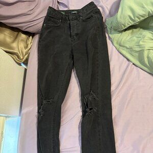 Charcoal Wash Distressed Straightleg Jeans by Wild Fable